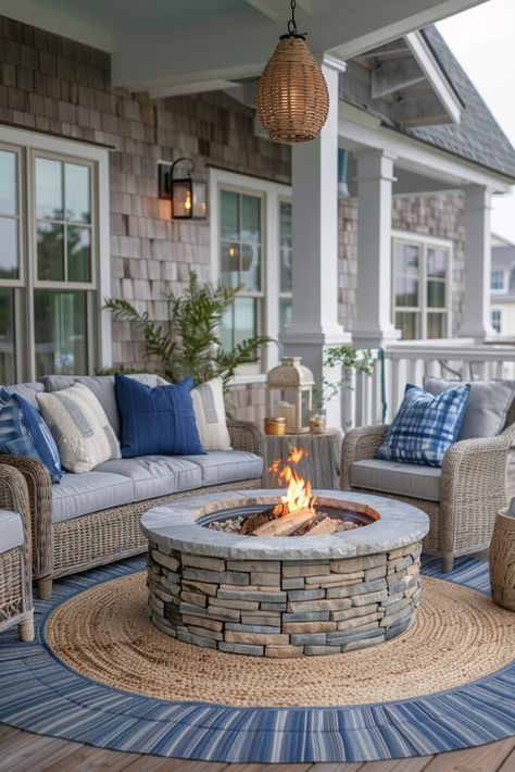 Cape Cod House Interior Ideas, Coastal Patio Ideas, New Home Landscaping, Cottage Yard, Mediterranean House Designs, Lake Condo, Cottage Backyard, Beach Style Decorating, Coastal Patio