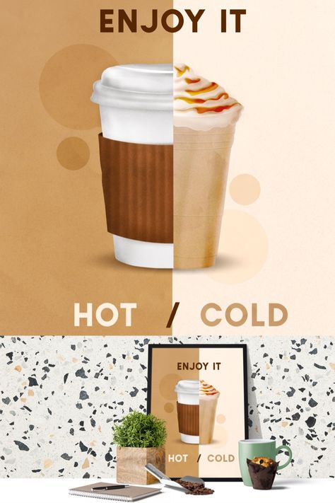 Cafe Advertising Posters, Coffee Ads Creative Advertising, Cold Coffee Illustration, Drinks Poster Ideas, Cold Coffee Poster, Coffee Marketing Ideas, Cafe Poster Design Ideas, Cafe Marketing Ideas, Coffee Advertising Posters