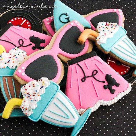 50s Cookies, You’re The One That I Want Grease First Birthday, Grease Party Ideas, Grease Birthday Party Ideas, 50s Party, Grease Theme, Grease Themed Parties, Rockabilly Party, Grease Party