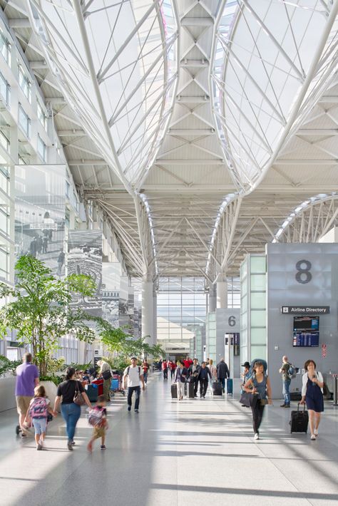 San Francisco International Airport – International Terminal – SOM Airport Lighting, San Francisco Airport, San Francisco International Airport, Airport Aesthetic, Building A Container Home, Airports Terminal, Bus Terminal, Green Architecture, Roof Structure