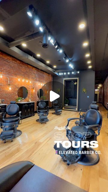 @thebarberville on Instagram: "🎥💈🎬Welcome to @elevatedbarbercompany 🗣️ “Let’s see what they have to offer!!” Watch other official shop tour videos on our page @thebarberville 📍 Jeffersonville, IN Owner: @ashley_richmer" High End Barbershop, Mini Salon Ideas Luxury, Luxury Barbershop Interior Design, Mini Salon Ideas, Barber Shop Design, Barber Shop Pictures, Modern Barber Shop, Barbershop Design Interior, Barbershop Ideas