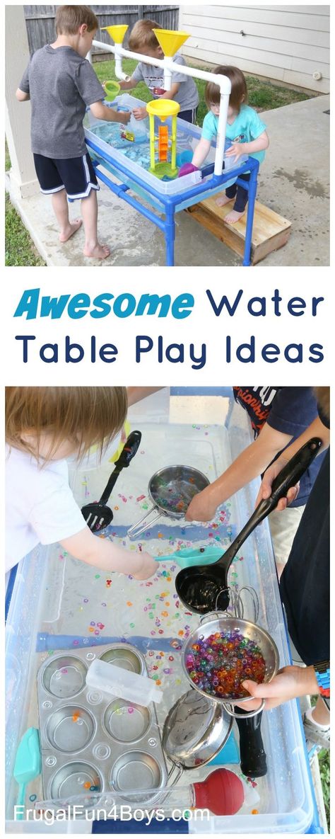 Here are some awesome sensory play ideas for your water table that will keep kids busy! Summer is not even in full swing yet, but we are getting a lot of use out of our DIY sand and water table.  I love it because it’s the perfect height for the kids to easily access.  You...Read More » Lego Boat, Sand And Water Table, Water Table, Kids Sensory, Play Ideas, Toddler Fun, Baby Diy, Summer Activities For Kids, Reggio Emilia