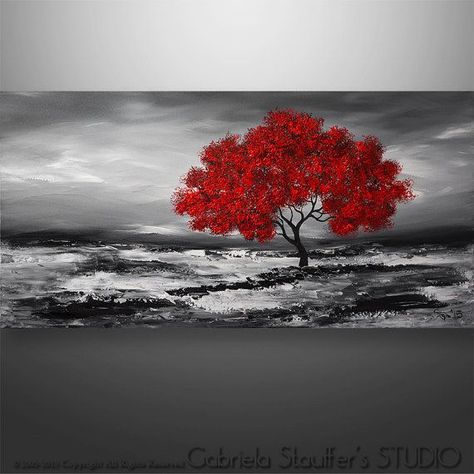 black white red painted rocks | 25+ best ideas about Landscape paintings on Pinterest | Watercolor landscape paintings, Nature ... Arte Jazz, Boom Kunst, Abstract Tree Painting, Red Painting, Metal Tree Wall Art, Landscape Paintings Acrylic, Red Tree, Abstract Tree, Arte Inspo