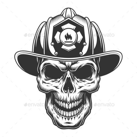 Skull in the Firefighter Helmet #Skull, #Firefighter, #Helmet Helmet Vector, Fireman Helmet, Fire Fighter Tattoos, Skull Silhouette, Helmet Tattoo, Fire Helmet, Skull Fire, Scary Tattoos, Fire Tattoo