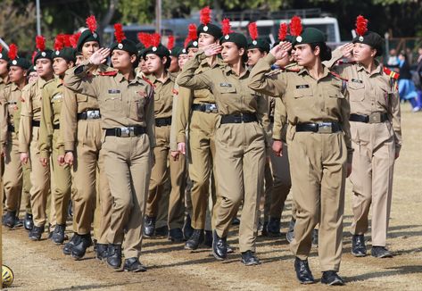 Republic Day-2019 | Full dress rehearsal for R-Day celebration held at Jammu University Ncc Day Poster, Paisa Money, National Cadet Corps, Police Girl, Indian Flag Images, Flag Images, Army Look, Board Pictures, Biker Tattoos