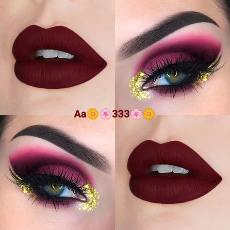 Makeup Combinations, Red Smokey Eye Makeup, Makeup Artist Kit Organization, Eyeshadow Nails, Gal Makeup, Makeup Looks Winter, Winter Eyeshadow, Red Smokey Eye, Snapchat Makeup