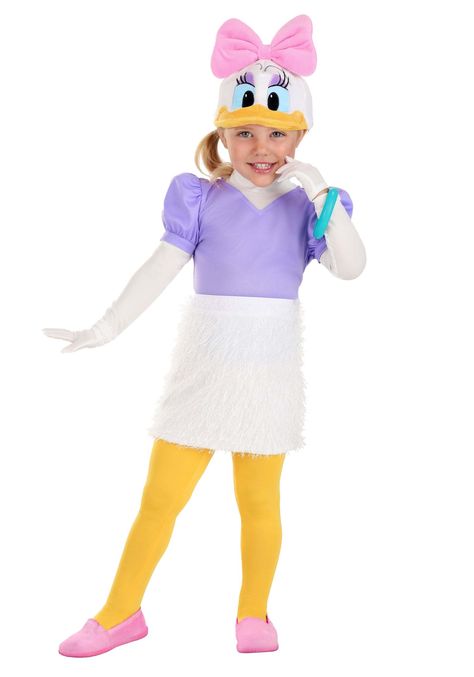 Duck Toddler Costume, Daisy Duck Outfit, Daisy Duck Costume, Duck Outfit, Disney Daisy Duck, Mickey Mouse Headband, Duck Costume, Orange Tights, Yellow Tights