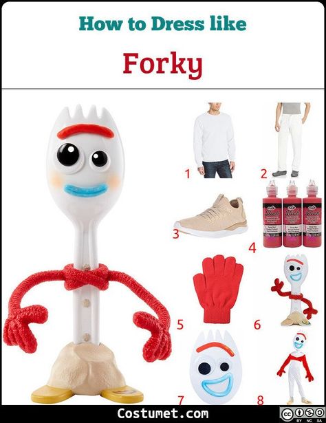 Forky Toy Story Costume, Disfraz Toy Story, Toy Story Costume, Diy Costumes Men, Movies Cartoon, Toy Story Costumes, Plastic Forks, Red Gloves, Costume For Halloween