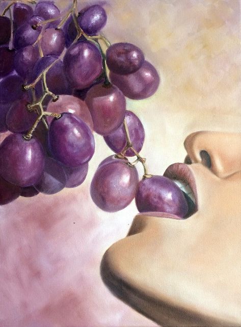 Painting Grapes, Grapes Painting, Grape Drawing, Supernatural Oc, Realistic Pictures, Grape Oil, Grape Painting, Abstract Figure Art, Painting Girl