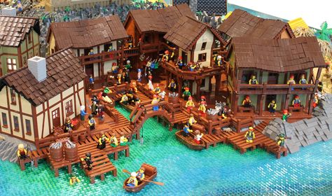 Pirates Village, Lego Pirate Island, Minecraft Pirate Village, Pirate Village, Lego Pirates, Pirate Town, Minecraft Lighting Ideas, Minecraft House Decor, Pirate Lego