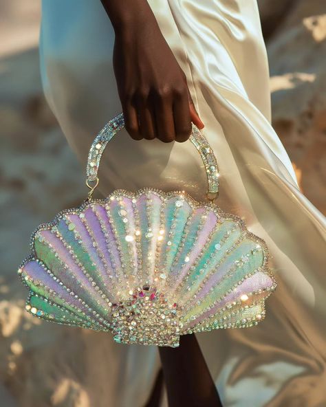 Shell purse 🥰 #shell #accessorie #handbag Ariel Outfit, Seashell Purse, Funky Purses, Shell Purse, Shell Bag, Diy Purse, Fancy Bags, Runway Trends, Mermaid Fashion