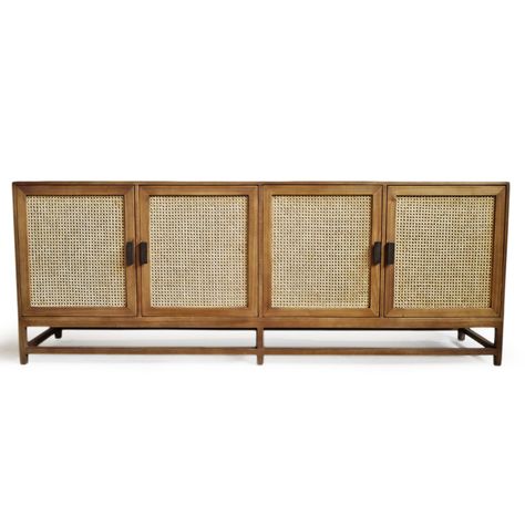 Modern Teak & Rattan Cane Sideboard Furniture | Design MIX Gallery Cane Sideboard, Rattan Sideboard, Wood For Sale, Wood Credenza, Rattan Cane, Storage Credenza, Modern Sideboard, Living Room Green, Sideboard Furniture