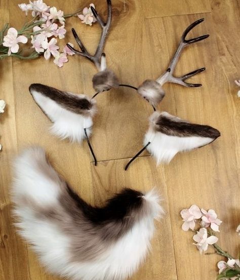 Wolf Ears And Tail, Deer Tail, Cat Ears And Tail, Deer Ears, Wolf Ears, Animal Costumes, Halloween This Year, Fantasias Halloween, Animal Masks