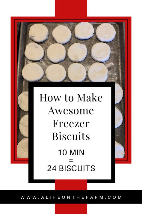 Super Easy Recipe - Awesome Freezer Biscuits! Get this Recipe NOW! #recipe #recipes #biscuits #freezercooking #alifeonthefarm #twooaksfarmstead Freezing Biscuits Before Baking, Frozen Biscuits Recipes, Frozen Biscuit Recipes, Make Ahead Biscuits, Freezer Biscuit Recipe, Homemade Freezer Biscuits, Freezer Biscuits, Pillsbury Biscuit Recipes, Homestyle Meals