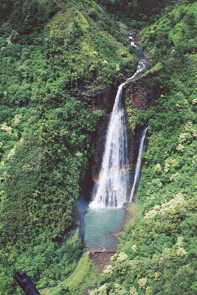 Helicopter tour in Kauai, Hawaii: Manawaiopuna Falls (AKA: Jurassic Park Waterfall, seen in the movie) Secret Falls Kauai, Hawaii Jurassic Park, Jurassic Park Gate, Jurassic Park Helicopter, Kualoa Ranch Hawaii Jurassic Park, Kauai Tree Tunnel, Pihea Trail Kauai, Isla Nublar, Jurassic Park Movie