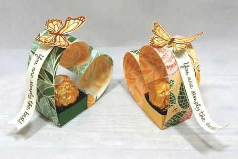 Wedding Favor Boxes Diy, Split Coast Stampers, Mosaic Heart, Free Stamps, Hand Stamped Cards, Candy Holder, Treat Holder, Treat Box, Hershey Kisses