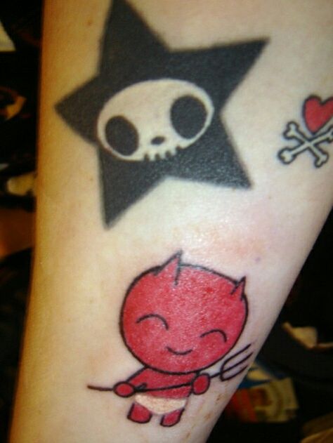 Tokidoki Tattoo, Emo Tattoos, Scene Tattoo, Kawaii Tattoo, Star Tattoo, Cute Tiny Tattoos, Stylist Tattoos, Real Tattoo, Dope Tattoos