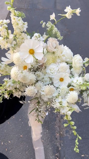 Whimsical Wedding Bouquet Romantic, Fall White Bouquet, White September Flowers, Unique White Bouquet, Wildflower White Bouquet, White Whimsical Bridal Bouquet, White Summer Bouquet, French Garden Wedding Flowers, Whimsical White Wedding Flowers