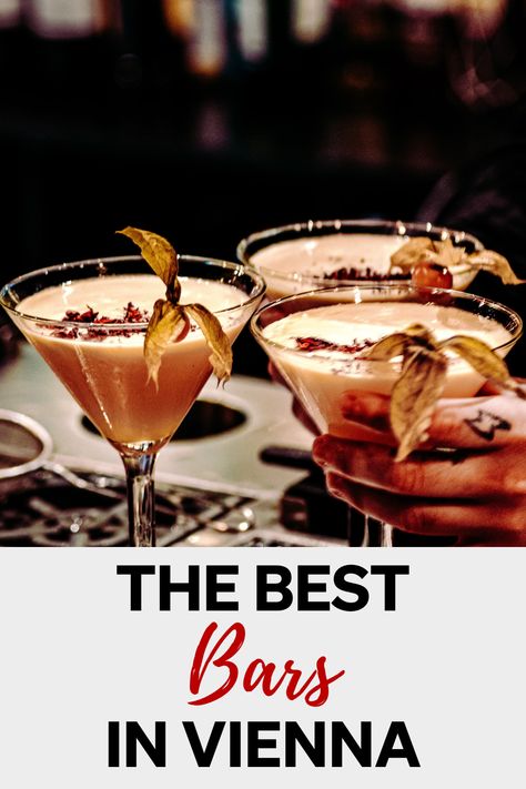 Looking for a fun night out in Vienna? Here are our top 5 tips for the best bars in Vienna. Enjoy some nice drinks with your best friends 🍸 Vienna Rooftop Bars, Vienna Sightseeing, Vienna Bars, Nice Drinks, Istanbul Trip, Vienna Cafe, Easy Bar, Night Out With Friends, Martinis Drinks