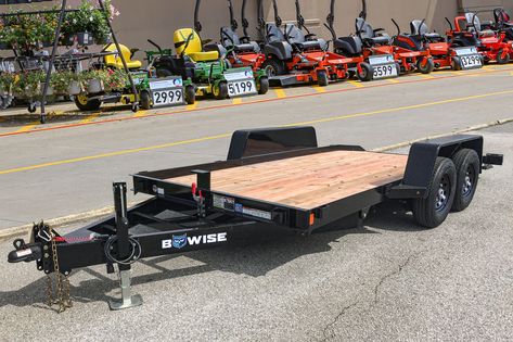 TI10 - 10k Tandem Axle Full Deck Gravity Tilt Trailer - BWise Trailers Tilt Trailer, Crappie Fishing Tips, Rv Lighting, Spare Tire Mount, Equipment Trailers, Crappie Fishing, Utility Trailer, Aluminum Wheels, Spare Tire