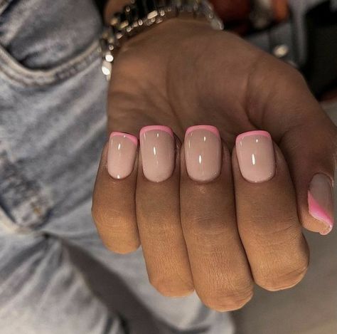 French Manicure Acrylic, Nails Pink French Tip, Manicure Acrylic Nails, Nails Pink French, French Tip Nails Pink, French Manicure Acrylic Nails, Short French Nails, Minimal Nails Art, Minimal Nails