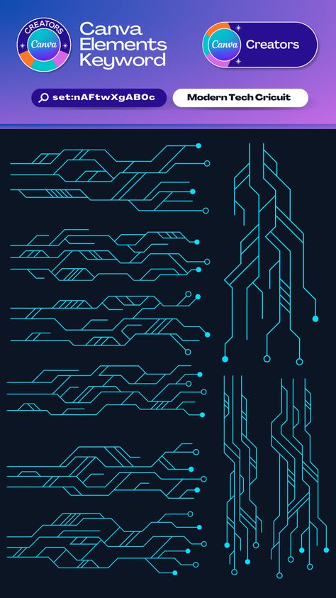 Canva Elements Keyword | Modern Tech Cricuit Canva Tech Elements, Tech Graphic Design, Flow Chart Design, Technology Design Graphic, Computer Theme, Cyberpunk Design, Graphic Shapes Design, Keyword Elements Canva, Spiderman Art Sketch