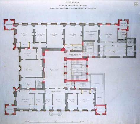 Many people are looking for a floor plan of Highclere Castle. This one depicted below sits on the Highclere Castle website and is a bit hard to read. Not all the rooms are currently in use, and a number, such as the music room, are available to be rented as conference rooms. Highclere Castle Floor Plan, Downton Abbey House, The Real Downton Abbey, Victorian Country House, Castle Floor Plan, Castle Plans, Castle Home, Highclere Castle, Downton Abby