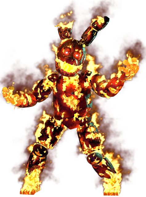 Flaming Springtrap is the heatwave skin for Springtrap In FNAF AR Special Delivery. He will fade in on the Lumber Co. camera whenever you use the Heater. If he fades in all the way, he will burn down the camera and prevent you from looking at it. The only way for him to fade out again is to use the Power A/C for a few seconds. Add a photo to this gallery He was originally just called Scorching Chica, He was renamed to Flaming Springtrap in version 1.4.8 when a new mechanic was given to Scorching Fnaf Images, Pfp Maker, Freddy's Nightmares, Spring Trap, Freddy 3, Fnaf 2, Fnaf 4, Animatronic Fnaf, Fnaf Wallpapers