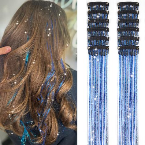 Tinsel Hair Extensions, Pastel Rainbow Hair, Tinsel Hair, Rainbow Hair Color, Hair Tinsel, Fairy Hair, Clip Design, Synthetic Hair Extensions, Festival Hair