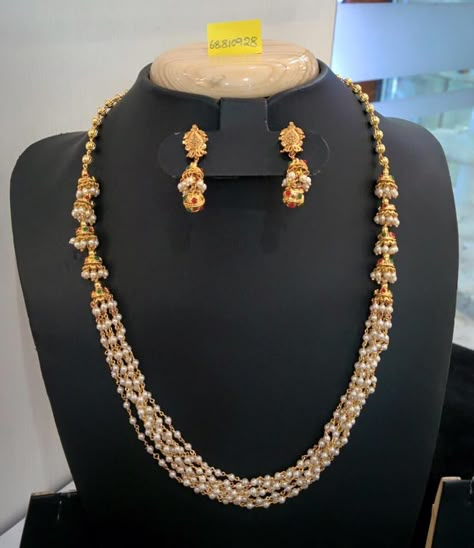 Multi Layer Pearl Necklace Designs, Layered Pearl Necklace Designs Layered Pearl And Gold Necklaces, Multi Layer Pearl Necklace, India Necklaces, Latest Pearl Necklace Designs, Necklaces Pearl, Gold Pearl Jewelry, Layered Pearl Necklace, Pearl Jewelry Design, Gold Jewelry Simple Necklace