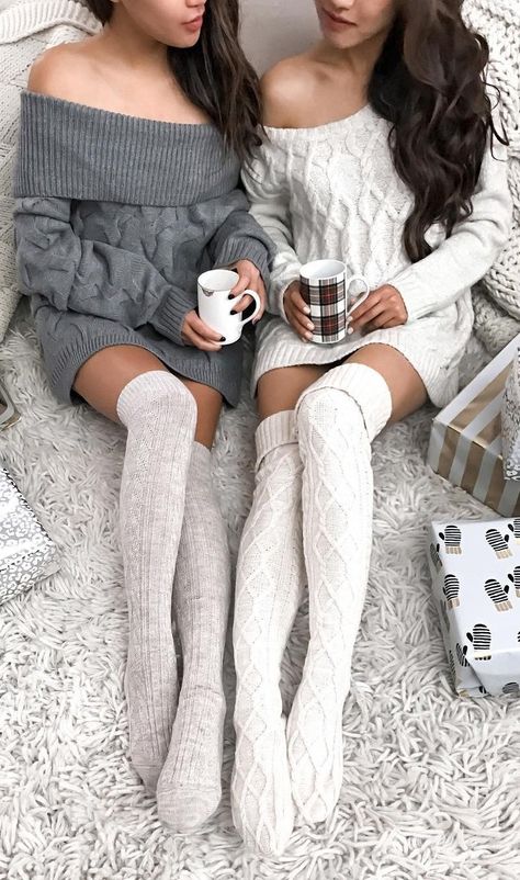 White thigh high socks