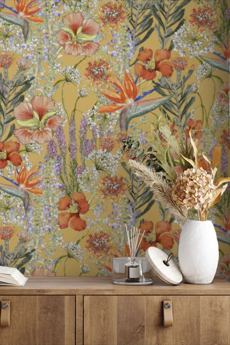 Samples available on our website Coral Room, San Simon, African Landscape, Upholstered Walls, Accent Wall Designs, Golden Background, Artist Materials, Gallery Wall Decor, Beautiful Wallpaper