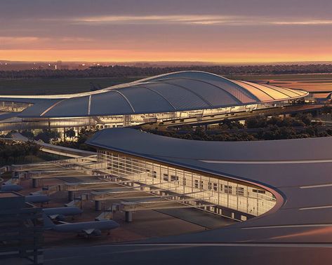 MAD architects unveils new terminal planned for changchun airport Terminal Design, Mad Architects, Changchun, Timber Ceiling, Airport Design, Airports Terminal, New Aircraft, Modular Building, Urban Farming