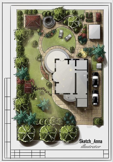 Ландшафтный дизайн. House With Garden Design, Garden Design Plans Landscape, Villa Site Plan Design, Villa Landscape Design Plan, House Landscape Plan, Garden Site Plan, Landscape Architecture Residential, Landscape Architecture Design Garden, Villa Landscape Design