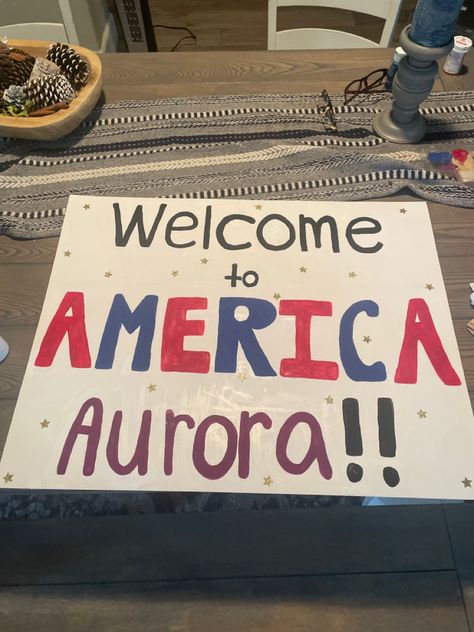 Airport Welcome Signs, Hosting An Exchange Student, Welcome Back Home, Welcome Home Decorations, Student Posters, Foreign Exchange Student, Welcome Home Banners, Grandma Sign, Handmade Greeting Card Designs