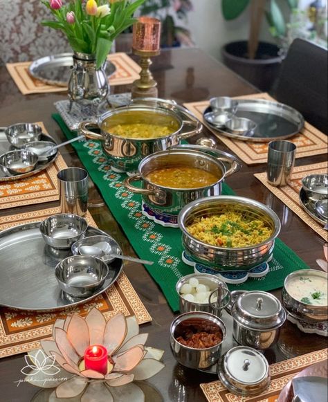 Indian Dinner Set, Food Bites, Indian Dinner, Stainless Steel Table, Global Recipes, Steel Table, Dinner Set, Serving Food, Dinner Sets