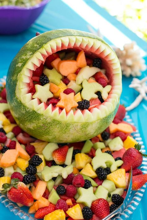 Watermelon Shark - Under the Sea birthday party Jimmy Buffett Party, Margaritaville Party, Watermelon Shark, Ocean Birthday, Funny Fruit, Fruits For Kids, Shark Birthday Party, Sea Birthday Party, Sea Birthday