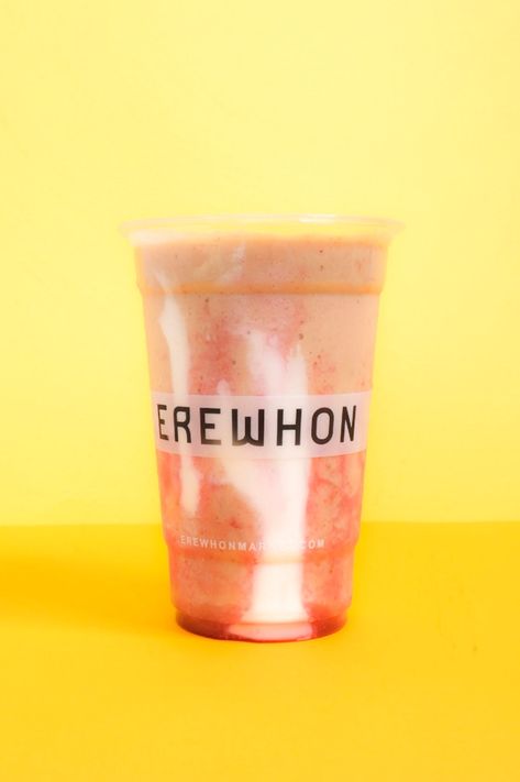 Strawberry Glaze Smoothie, Erewhon Smoothie, Probiotic Drinks, Strawberry Glaze, Coconut Smoothie, Elite Daily, Coconut Whipped Cream, Strawberry Smoothie, Winter Skin