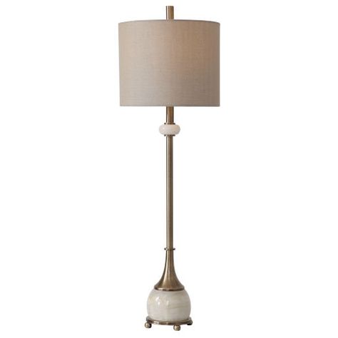 Natania Antique Brass Table Lamp with Polished White Marble Uttermost Lamps, Buffet Table Lamps, Marble Detail, Buffet Lamp, Transitional Table Lamps, Buffet Lamps, Brass Table, Fan Lamp, Brass Table Lamps