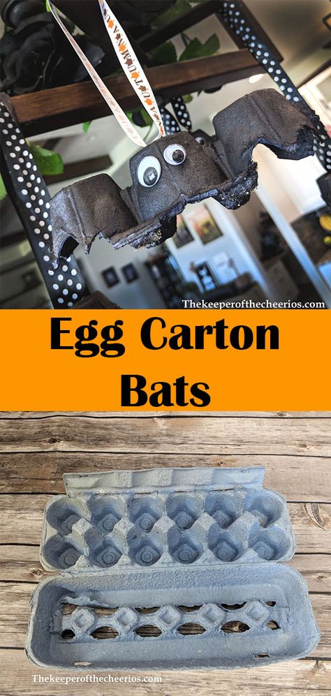 Bats From Egg Cartons, Bats Made Out Of Egg Cartons, Bat Egg Carton Craft, Bats Out Of Egg Cartons, Bats Made From Egg Cartons, Egg Carton Bats And Leaf Ghosts, Egg Carton Bats, Halloween Egg Carton Crafts, Egg Carton Halloween Crafts