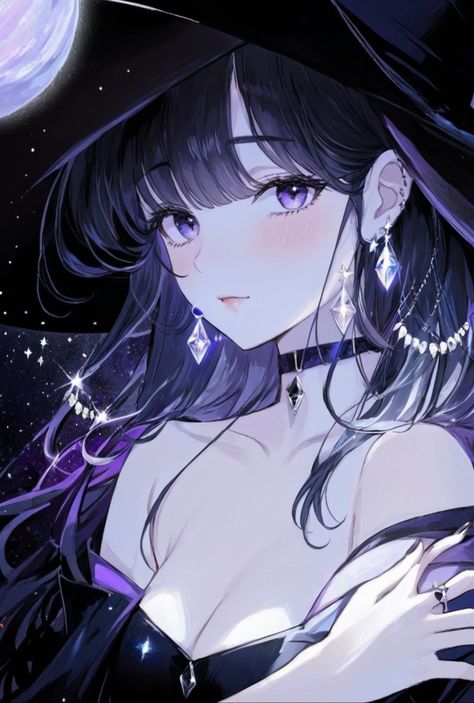 Black Hair Purple Eyes, Anime Black Hair, Violet Eyes, Anime Book, Purple Eyes, Girls Characters, Female Character Design, Eye Art, Digital Art Girl