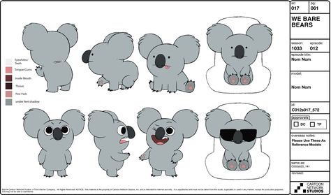 Nom Nom model Sheets - wedrawbears Cute Bear Character Design, Animal Model Sheet, Koala Character Design, Koala Reference, Koala Illustration Cute, Bear Character Design, Koala Drawing, We Bare Bears Wallpapers, Character Turnaround