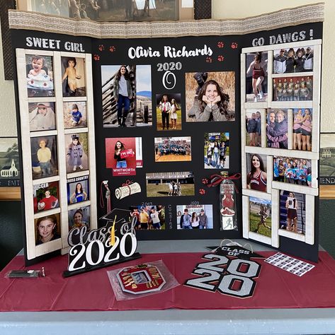 Graduation Board Ideas Senior Year Photo Displays, Sr Board Ideas, Grad Party Trifold Board, Trifold Senior Board Ideas, Graduation Picture Board Ideas, Senior Board Ideas High Schools, Graduation Trifold Board Photo Displays, Senior Night Trifold Board, Picture Board Ideas Graduation