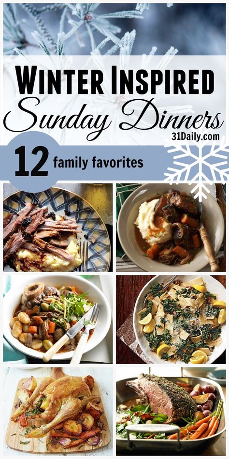 Winter Inspired Perfect For Sunday Dinner Ideas | 31Daily.com Winter Sunday Dinner, Sunday Family Dinner Ideas, Winter Sunday, Sunday Dinner Ideas, Winter Dinner Party, Sunday Dinners, Sunday Dinner Recipes, Weekend Dinner, Sunday Recipes