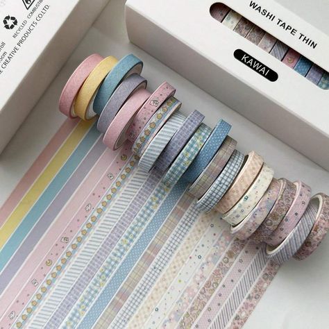 Stock Paper Crafts, Box Splits, Craft Paper Punches, Student Crafts, Washi Tape Ideas, Retro Tiles, Diy Projektit, Room Stickers, Washi Tape Set