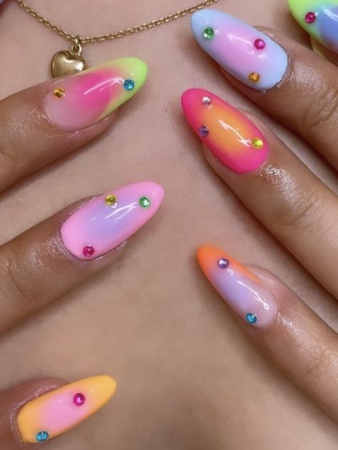 Bride Nails Wedding, Do It Yourself Nails, Colorful Nail, Nail Swag, Gem Nails, Colorful Nail Designs, Spring Nail, Nail Designs Spring, Fire Nails