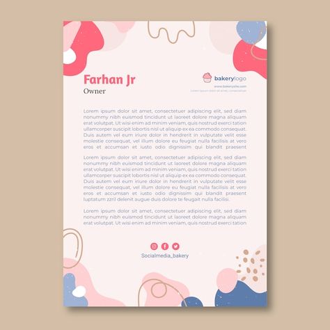 Letterhead Graphic Design, Letter Head Design, Letter Heads, Food Label Template, Business Letterhead, Cute Bakery, Clever Halloween, Sleeping A Lot, Vertical Business Cards