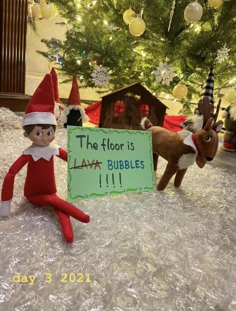 Elf On The Shelf Bubble Wrap, Elf On The Shelf Laundry, The Floor Is Lava, Christmas Tradition, Elf Ideas, The Shepherd, Box Ideas, Shelf Ideas, On The Shelf