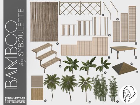 Syboubou Sims 4 Cc, Sawamura Eijun, Bamboo Building, Die Sims 4, Mod Furniture, Sims 4 House Design, Sims Building, Casas The Sims 4, The Sims 4 Download