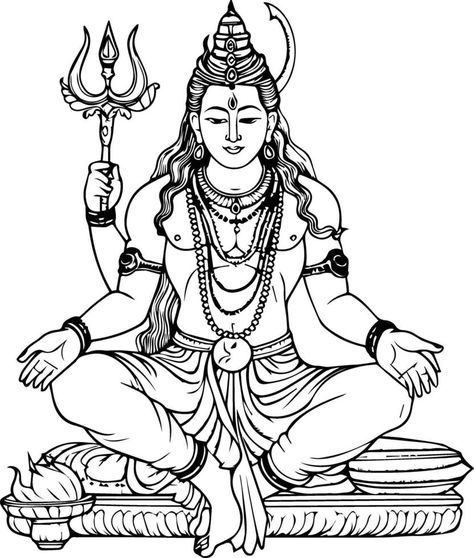 Hindu Lord Shiva Vector Line Art Stock Photo Shiva Vector, Lakshmi Art, Shiva Drawing, Name Design Art, Pencil Sketch Portrait, Vector Line Art, Photos Of Lord Shiva, Shiva Painting, Sketch Portrait